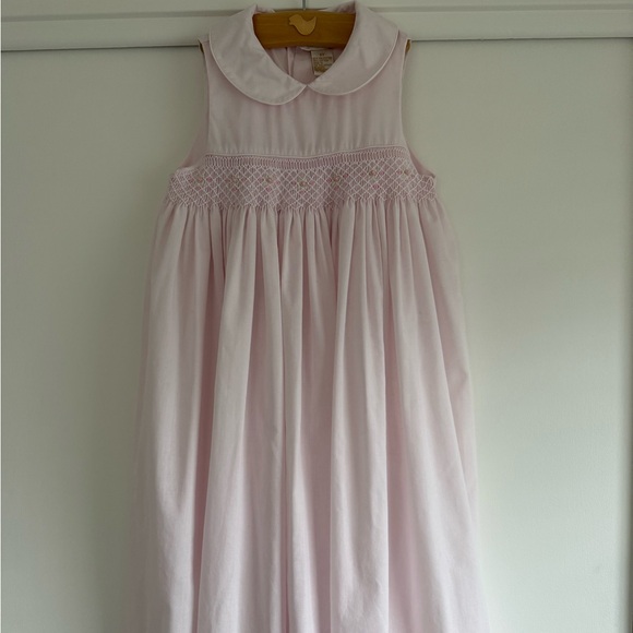 Girls Pink Smocked Dress Size 6 | Peter Pan Collar Easter Heirloom - Picture 3 of 14